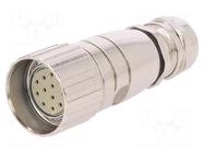 Connector: M23; plug; PIN: 12; female; soldering; for cable; 8A; IP67 BULGIN