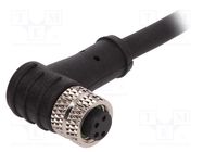 Connector: M8; female; PIN: 4; angled; plug; 3A; IP67; 30V; 1m BULGIN
