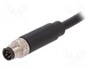 Connector: M8; male; PIN: 5; straight; plug; 1.5A; IP67; 30V; 1m BULGIN