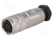 Connector: M16; plug; female; soldering; for cable; PIN: 8; 5A; 60V 