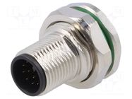 Connector: M12; socket; PIN: 12; male; 30V; IP67; THT; 1.5A BULGIN