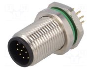 Connector: M12; socket; PIN: 12; male; 30V; IP67; THT; 1.5A BULGIN