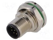 Connector: M12; socket; PIN: 8; male; 30V; IP67; THT; 2A BULGIN