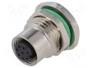 Connector: M12; socket; PIN: 8; female; 30V; IP67; THT; 2A BULGIN