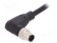 Connector: M5; plug; male; cables; PIN: 3; 1A; angled; IP67; 60V; 1m BULGIN