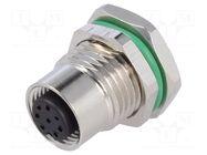 Connector: M12; socket; PIN: 8; female; 30V; straight; IP67; THT; 2A BULGIN