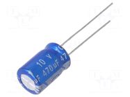 Capacitor: electrolytic; THT; 470uF; 10VDC; Ø8x11.5mm; Pitch: 3.5mm Jb Capacitors