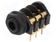 Socket; Jack 6,3mm; female; stereo,with triple switch; ways: 3 CLIFF