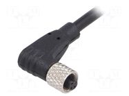 Connector: M5; plug; female; cables; PIN: 3; 1A; angled; IP67; 60V BULGIN