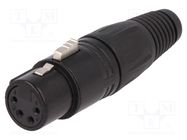 Plug; XLR; female; PIN: 4; straight; for cable; soldering; black CLIFF