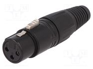 Plug; XLR; female; PIN: 3; straight; for cable; soldering; black CLIFF