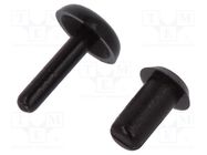 Rivet; polyamide; L.rivet: 4mm; Panel cutout diam: 2.1mm; black DREMEC