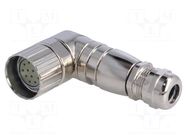 Connector: M23; plug; PIN: 12; female; soldering; for cable; angled BULGIN