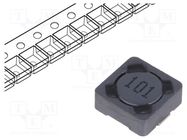 Inductor: wire; SMD; 100uH; 500mA; 790mΩ; ±20%; 7.3x7.3x3.4mm Viking