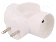 Connector: AC supply; splitter; 2P; 250VAC; 16A; Type: round; white PAWBOL