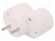 Connector: AC supply; splitter; 2P; 250VAC; 16A; Type: round; white PAWBOL