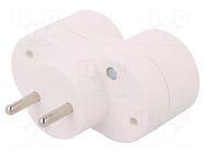 Connector: AC supply; splitter; 2P; 250VAC; 16A; Type: round; white PAWBOL