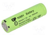 Re-battery: Ni-MH; AA; 1.2V; 1800mAh; soldering lugs; Ø14.5x49.2mm GP