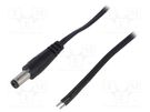 Cable; 2x0.5mm2; wires,DC 5,5/2,5 plug; straight; black; 1.46m ESPE