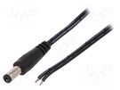 Cable; 2x0.5mm2; wires,DC 5,5/2,1 plug; straight; black; 1.46m ESPE