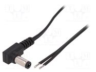 Cable; 2x0.5mm2; wires,DC 5,5/2,1 plug; angled; black; 0.23m ESPE
