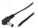 Cable; 2x0.5mm2; wires,DC 5,5/2,1 plug; angled; black; 1.46m ESPE