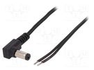 Cable; 2x0.5mm2; wires,DC 5,5/2,5 plug; angled; black; 0.23m ESPE