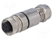 Connector: M12; plug; PIN: 3; female; 250V; IP67; soldering; 4A BULGIN