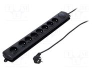 Plug socket strip: protective; Sockets: 8; 250VAC; 10A; black QOLTEC