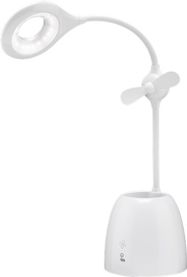LED Desk Lamp Fan + Pen Box, white, 1 m - interior lighting for a study, children’s room, bedroom or office