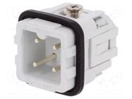 Connector: HDC; contact insert; male; 10A; 230V; PIN: 4; 3+PE AMPHENOL