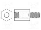 Screwed spacer sleeve; 5mm; Int.thread: M4; Ext.thread: M4; steel DREMEC