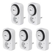 Set of 5, Analogue Timer, white - easy-to-operate analogue time switch