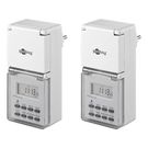 Set of 2, Digital Timer IP44, white - easy-to-use digital time switch