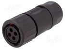 Connector: circular; plug; for cable; PIN: 4; female; w/o contacts AMPHENOL