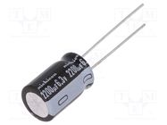 Capacitor: electrolytic; THT; 2200uF; 6.3VDC; Ø10x16mm; Pitch: 5mm NICHICON