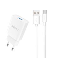 Dudao EU USB 5V/2.4A charger QC3.0 Quick Charge 3.0 + cable USB Type C white (A3EU + Type-c white), Dudao