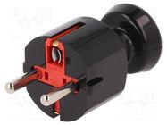 Connector: AC supply; male; plug; 2P+PE; 250VAC; 16A; black; PIN: 3 