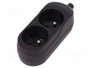 Connector: AC supply; female; splitter; 2P+PE; 250VAC; 16A; black JONEX