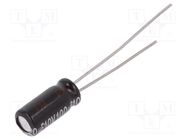 Capacitor: electrolytic; THT; 100uF; 10VDC; Ø5x11mm; Pitch: 2mm PANASONIC