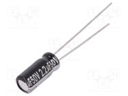 Capacitor: electrolytic; THT; 2.2uF; 50VDC; Ø5x11mm; Pitch: 2mm PANASONIC