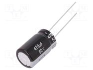 Capacitor: electrolytic; THT; 470uF; 50VDC; Ø12.5x20mm; Pitch: 5mm PANASONIC