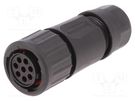 Connector: circular; plug; for cable; PIN: 8; female; w/o contacts AMPHENOL