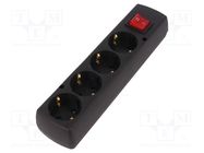 Connector: AC supply; female; splitter; 2P+PE; 250VAC; 16A; black 