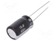 Capacitor: electrolytic; THT; 10uF; 450VDC; Ø12.5x20mm; Pitch: 5mm PANASONIC