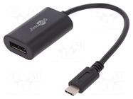 Adapter; USB 3.0; DisplayPort socket,USB C plug; 0.2m; black GOOBAY