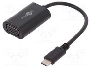 Adapter; USB 3.0; D-Sub 15pin HD socket,USB C plug; 0.2m; black Goobay