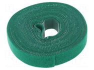 Hook and loop fastener; L: 4m; W: 16mm; green; reel LOGILINK