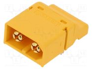 Socket; DC supply; XT60; male; PIN: 2; on PCBs; SMT; yellow; 30A; 500V AMASS