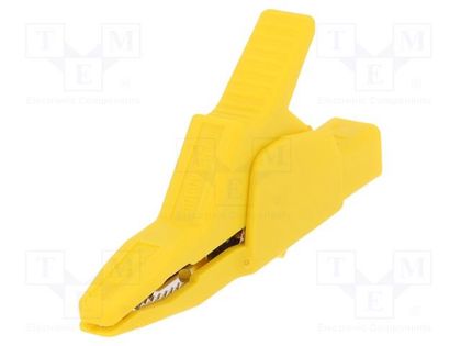 Crocodile clip; 34A; yellow; Grip capac: max.30mm; 300V; 972405103 HIRSCHMANN T&M AK2B2540I-GE